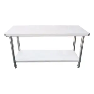 heavy duty two layers bakery tables steel metal table stainless steel kitchen work tables for food prepping and cutting