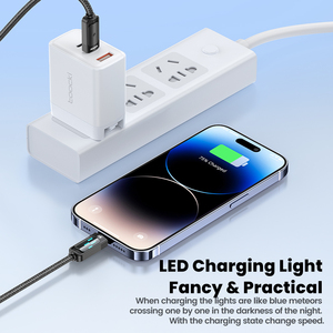 Câble de charge rapide Toocki 20w avec affichage lumineux, transmission 480mbps, câble tressé pour iPhone 8-14 Series - Product Image 2