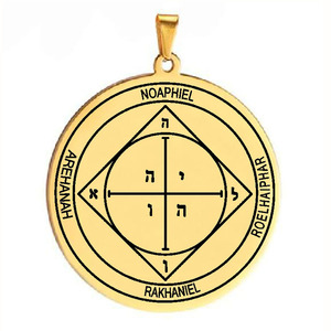Salomón el <span class=keywords><strong>rey</strong></span> 5 Pentáculo de Saturno NOAPHIEL ROELHAIPHAR RAKHANIEL AREHANAH talismán <span class=keywords><strong>amuleto</strong></span> collar con colgante de acero inoxidable - Product Image 5