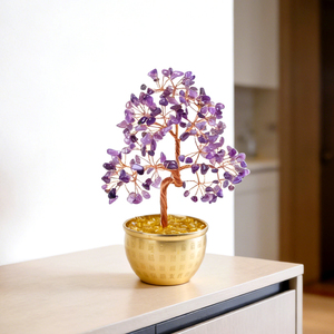 Handmade Natural Crystal Fengshui Tree Fortune Hundred Blessings Jar Abundance Bowl Tree Home Office Desk Decor - Product Image 2