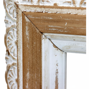 Miroir mural rectangulaire PARISLOFT avec cadre en bois sculpté, miroir en bois antique, miroir à cadre en bois pour salon, chambre, cuisine - Product Image 1