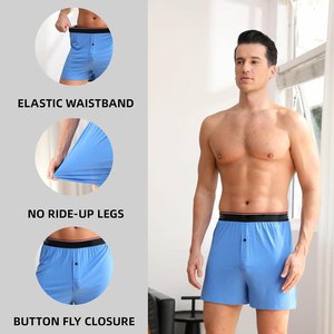 Men's Boxer Briefs Bamboo <strong>Rayon</strong> Breathable and Cool Men's Boxer Shorts with Button Fly - Product Image 3