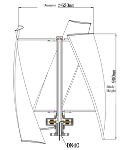 Système éolien vertical de toit de type H XDS Chine 500W-10KW pour usage domestique sur réseau, vitesse 12m/s, hauteur de tour 3m-50m, 500W 600W 800W 1KW 500W - Product Image 6