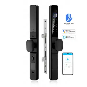 Tuya TTlock WiFi App serrure intelligente étanche poignée biométrique empreinte digitale serrure de porte numérique pour porte coulissante en verre porte d'entrée Y02