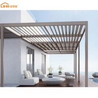 Pergola bioclimatique électrique avec revêtement en poudre imperméable pour piscine, balcon, jardin, pavillon, éclairage LED extérieur, personnalisable