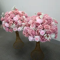 Boule de fleurs artificielles en soie rose pour centre de table de mariage, arrangement floral, décoration de fête et d'événements