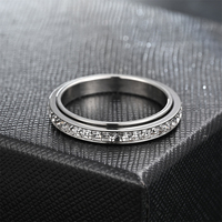 Cincin Fidget Anti-Kecemasan 4mm, Hilangkan Kecemasan Anda, Cincin Spinner Baja Anti Karat, Cincin Zirkonia Kubik, Perhiasan, Hadiah