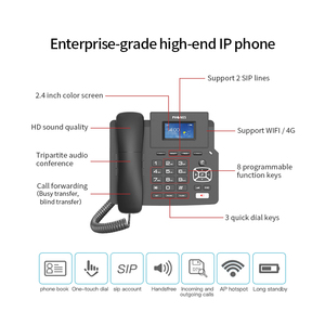 4G + <span class=keywords><strong>IP</strong></span> Không Dây Không Dây Điện Thoại Thông Minh 2G/3G/4G Cố Định <span class=keywords><strong>IP</strong></span> VoIP <span class=keywords><strong>SIP</strong></span> Máy Tính Để Bàn Điện Thoại Với Màn Hình Màu Và Sim Thẻ Hỗ Trợ - Product Image 3