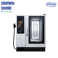 Four combiné commercial 10 plateaux, écran tactile numérique, conception sans chaudière, cuisson vapeur et barbecue, électrique, en acier inoxydable, haute efficacité