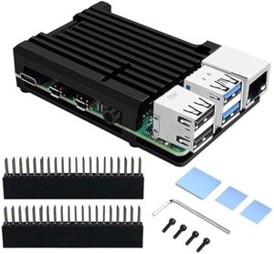 Caso Aismartlink para <span class=keywords><strong>Raspberry</strong></span> <span class=keywords><strong>Pi</strong></span> 4B, Caso Armadura <span class=keywords><strong>Pi</strong></span> <span class=keywords><strong>4</strong></span>, estojo de Alumínio <span class=keywords><strong>Pi</strong></span> <span class=keywords><strong>4</strong></span> com Resfriamento Passivo/Dissipação de Calor Shell - Product Image 1