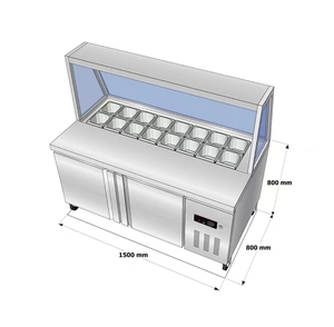 Mesa de Salada de Aço Inoxidável de Alta Qualidade com Rack para Acompanhamentos e Espalhador de Pizza, Armário Refrigerado 220V para Exibição e Armazenamento a Frio - Product Image 5