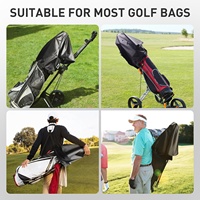 Amrta Housse de protection imperméable en nylon pour sac de golf, avec logo personnalisé, noire, type parapluie, pour sacs de golf à chariot, 50x55cm, convient à la plupart des sacs de golf