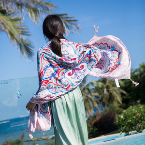 Conjunto de Chal grande de playa de moda de bufanda de verano duradera de poliéster de estilo nacional de gran tamaño - Product Image 3