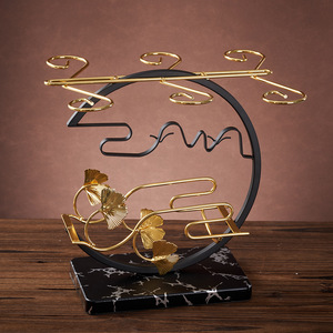 Porte-verres moderne en fil de fer et laiton Jinshan, support pour jusqu'à 4 verres, ensemble d'ornements pour la maison - Product Image 2