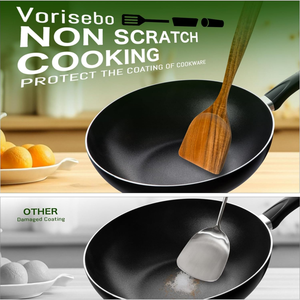 Juego de Utensilios de Cocina Portátiles y Duraderos de 10 Piezas, Hechos a Mano, de Madera de Teca Natural, Estilo Americano, con Herramientas de Cocina Antiadherentes - Product Image 4