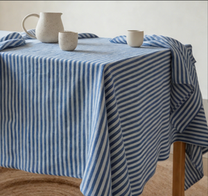 1cm Yarn Dyed <strong>Stripe</strong> Linen <strong>Table</strong> <strong>Cloth</strong> French Washed Pure Linen Napkin Home Dining Decor Custom Size <strong>Table</strong> Linen - Product Image 1