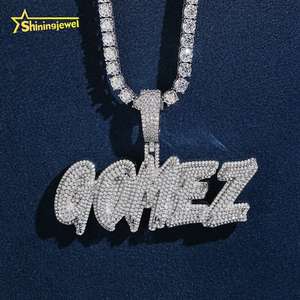 Colgante Personalizado con Nombre <span class=keywords><strong>Gomez</strong></span>, Colgante con Letra Personalizada, Plata 925, Diamante Moissanita, Número, Nombre, Inicial, Logotipo - Product Image 5