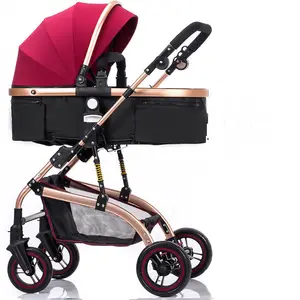 Chariot de luxe à 4 roues pour poussette pour animaux de compagnie petit chien et transporteur avec fonction parapluie