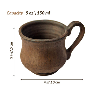 Taza de cerámica pequeña hecha a mano con mango, 5Oz, Barro Natural, café ecológico, sin plomo, cerámica, negra, hecha a mano - Product Image 3