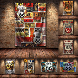 Bandiera Retrò della Route 66, Poster <span class=keywords><strong>Vintage</strong></span> per Decorazione Murale, Insegna Retrò per Garage, Pub, Club, Bar - Product Image 2