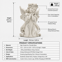 Statuette d'ange agenouillé antique en résine, sculpture d'ange blanc avec mentonnière pour la décoration de table de salon à la maison, cadeaux