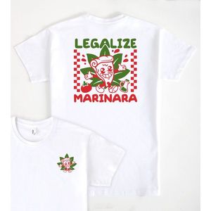 Maglietta promozionale unisex per adulti bianca con stampa 'Legalize Marinara' - Product Image 3