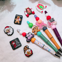 Série de Noël : Perles en silicone à motifs de dessins animés, en gros, en stock, pour DIY, Arbre de Noël, Père Noël