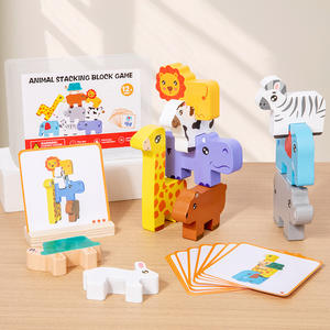 Gioco di Costruzioni con Animali Impilabili per Bambini, Blocchi Montessori in <span class=keywords><strong>Legno</strong></span>, Giocattoli Impilabili all'Ingrosso per Bambini e Bambine da 1 a 3 Anni - Product Image 1