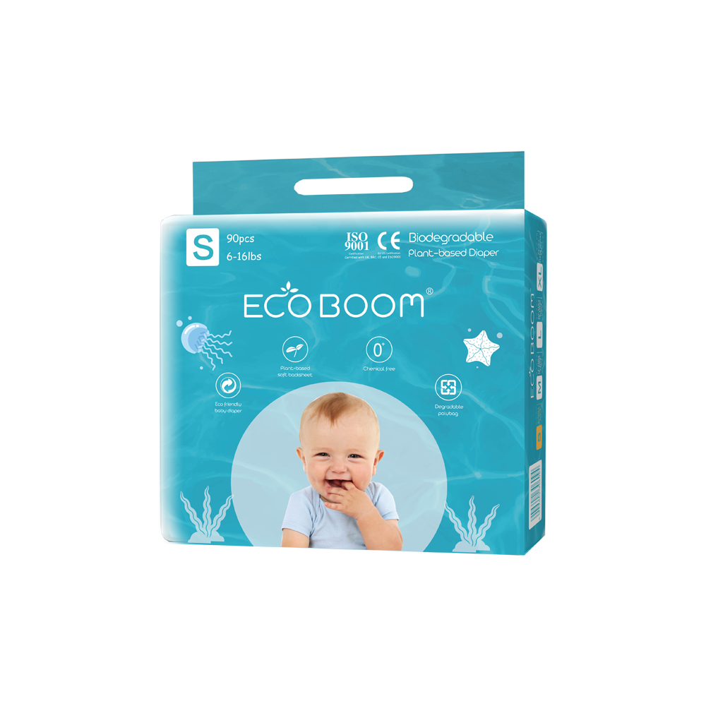 ECO BOOM 108 штук, размер S, на основе растений, одноразовые детские биоподгузники, ищем агента