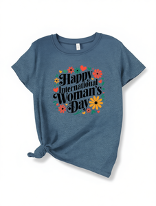 T-shirt per la festa internazionale della donna, da donna, a maniche corte, girocollo, stampata, floreale, vintage, casual, primaverile, in cotone - Product Image 1
