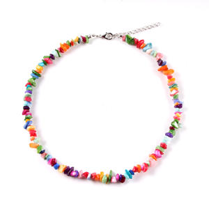 Hawaiian Beach Style Natural Stone Bead Necklace Party Jewelry Multicolor Chunky Design Yiwu Origin - Product Image 1