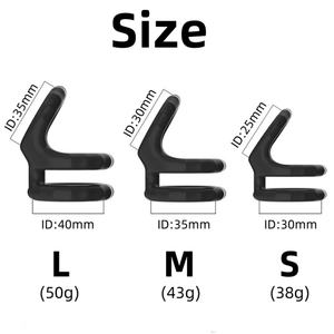 Herren <span class=keywords><strong>Triple</strong></span> Penis <span class=keywords><strong>Cockring</strong></span> Sexspielzeug Dehnbares Silikon mit Delay Ejakulation funktion - Product Image 4