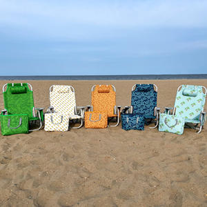 <b>Folding</b> Backpack Aluminum <b>Beach</b> Reclining <b>Chair</b> Side with Pocket and Detachable Cooler Bag - Product Image 1