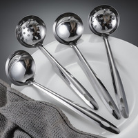 Cuillère à soupe en acier inoxydable avec manche clair; Cuillère à porridge; Ustensile de cuisine; Cuillère de restaurant communautaire; Cuillère