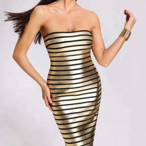 Vestido de Fiesta Elegante y Estilizado sin Mangas con Rayas y Vendaje para Mujer, Ideal para Verano, Casual, Cumpleaños o Noche - Product Image 6