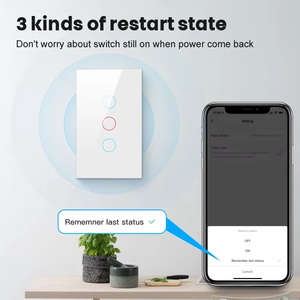 Interruptores de pared WiFi inteligentes 1/2/3/4 Gang Apagar el soporte por <span class=keywords><strong>luz</strong></span> azul Pared eléctrica Tuya Smart Touch Switch con <span class=keywords><strong>Alexa</strong></span> - Product Image 2