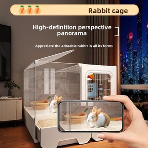Cage à lapin transparente moderne et durable <span class=keywords><strong>pour</strong></span> l'intérieur, toutes saisons, <span class=keywords><strong>avec</strong></span> bac à litière intégré et <span class=keywords><strong>tiroir</strong></span> à déchets facile à nettoyer - Product Image 5