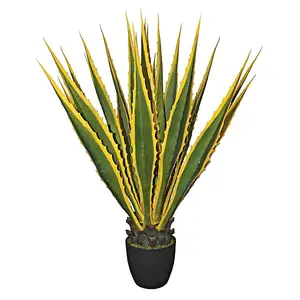 Im Freien mit UV-beständiger Yellow Edge Kunststoff Künstliche bunte Agave Aloe Sansevieria Pflanzen