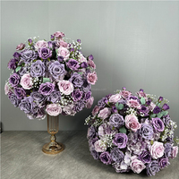 Boule de fleurs décoratives de fête d'événements de mariage lisse couleur violette boule de fleurs rondes artificielles