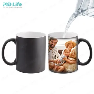 PYD Life Wholesale Custom Sublimation Blank Ceramic Mug 11oz Magic Mug Color Changing Sublimation Ceramic Mug