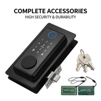 Cerradura de Puerta Inteligente Deve Slim Comercial sin Marco, Impermeable, con Tarjeta Electrónica, Digital, Biométrica, con Huella Dactilar, de Vidrio, Tuya
