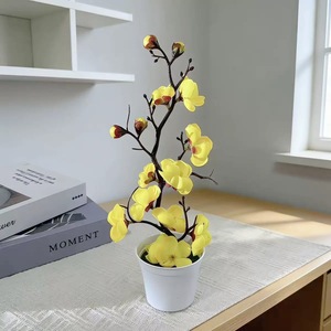 Bonsaï artificiel de fleurs de prunier du fabricant, pot rond de 28 cm, en plastique, décoration intérieure pour la maison, le bureau et le salon - Product Image 4