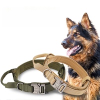 Collier tactique robuste pour animaux de compagnie collier de chien d'entraînement à boucle en métal à dégagement rapide anti-déflagrant avec autocollant magique à poignée