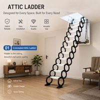 Échelle de grenier escamotable manuelle en alliage d'aluminium, hauteur 3,2 m, escalier de loft pliable dissimulé pour bibliothèque moderne