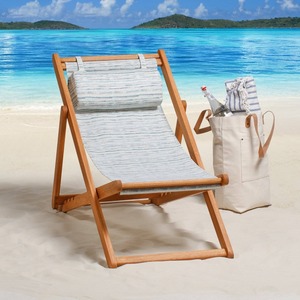 Chaise longue pliante en bois chaise de plage portable - Product Image 2