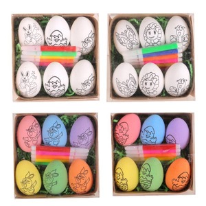 Paskalya yumurtası boyama seti 6 parça Diy boyama seti paskalya yumurtaları boyanabilir paskalya yumurta avı sepet 6 kalemler ile iticiler - Product Image 3