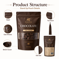 Pochette personnalisée mate résistante à l'humidité avec fermeture éclair, sac d'emballage souple laminé en feuille d'aluminium de qualité alimentaire pour chocolats et bonbons