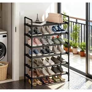 Zapatero Metálico Combinado Americano en Existencia, Zapatero Sencillo para el Hogar, Zapatero con Protección Contra el Polvo, Zapatero con Puerta - Product Image 2