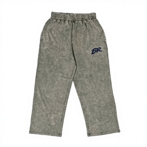 Mens Washed Wide <b>Leg</b> Sweatpants Loose Fit Cotton Terry Jogger <b>Pants</b> Casual Vintage <b>Straight</b> <b>Leg</b> <b>Track</b> <b>Pants</b> - Product Image 3
