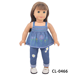 MSYO - Traje de Mezclilla de Moda para Muñecas de 18 Pulgadas, Juguete Mini DIY, Ropa de Poliéster con Diseño de Margarita para Muñecas - Product Image 3